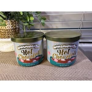 Marshmallow Hot Chocolate 14oz Candle bundle of 2 chocolate cocoa scented candle